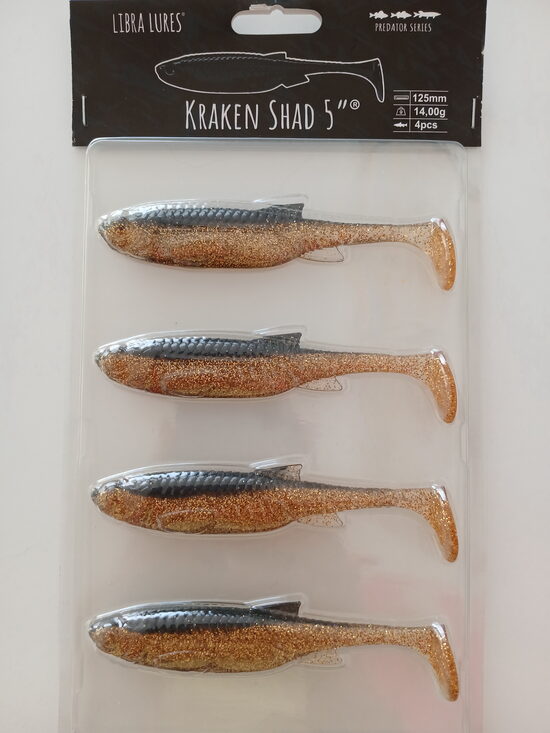 Kraken Shad 5"/125mm, 009-Gold, 15gr, 4psc/pack